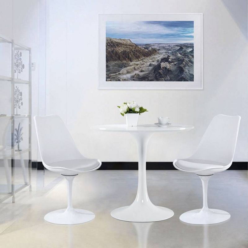 Grant Contemporary Round Wood Top Dining Table White - Poly and Bark