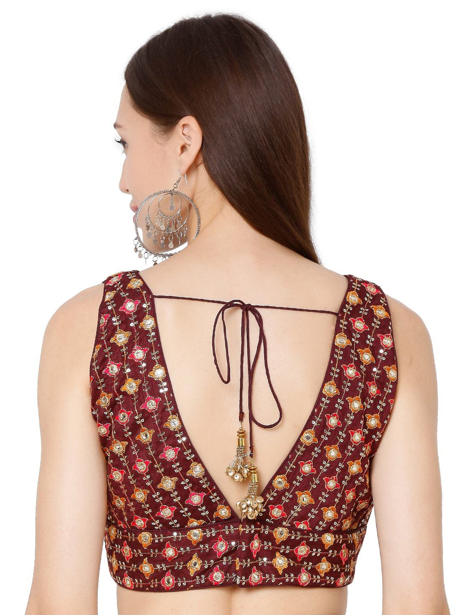 Salwar Studio Maroon Embroidered Blouse