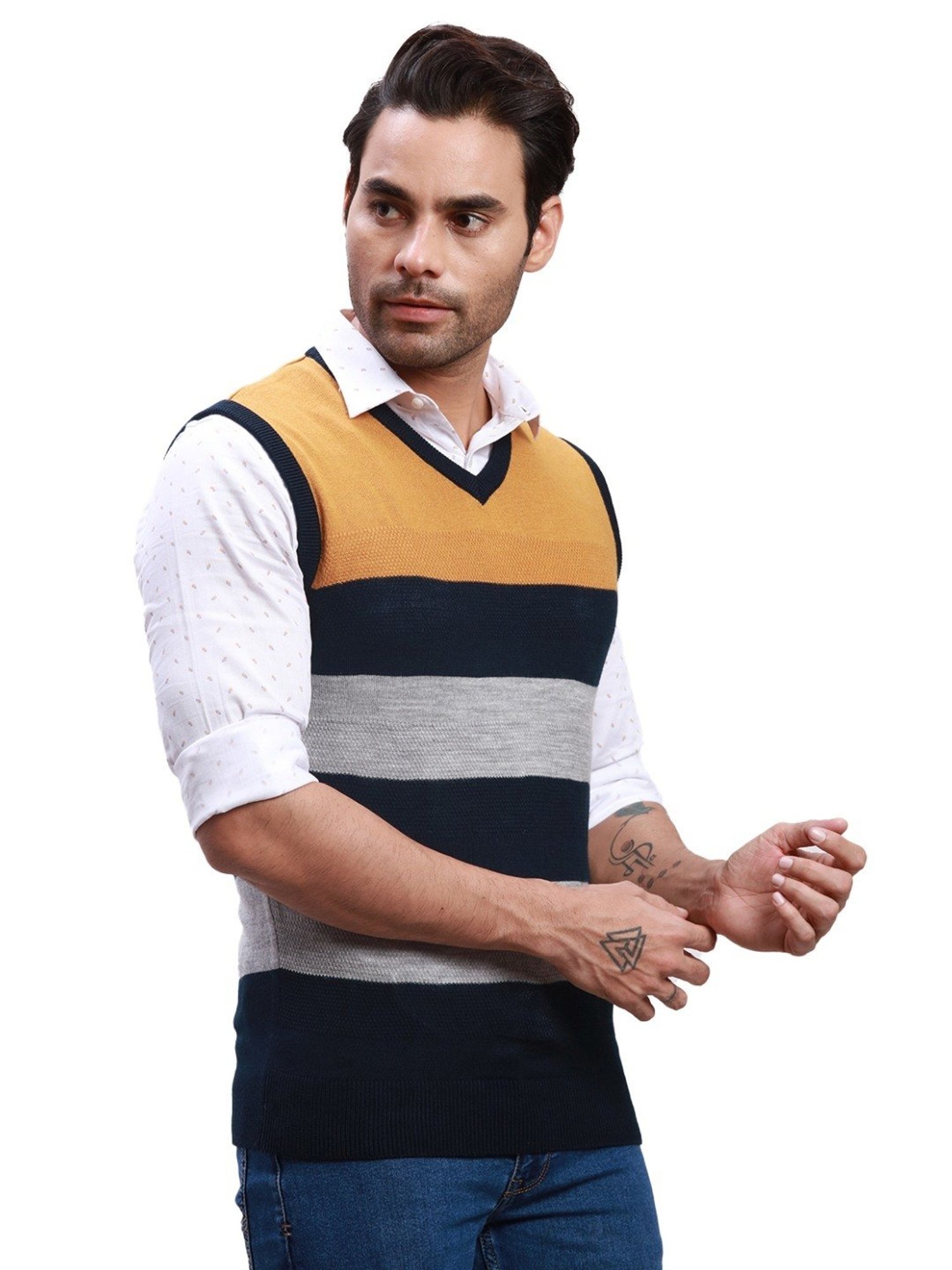 Duke Wine Self Striped Sweater