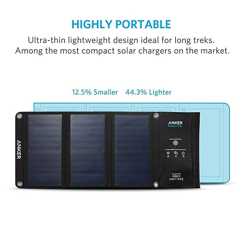Solar Panel,  21W 2-Port USB Portable Solar Charger with Foldable Panel, PowerPort Solar for iPhone 11/Xs/XS Max/XR/X/8/7, iPad Pro/Air/Mini, Galaxy S9/S8/S7/S6, and More