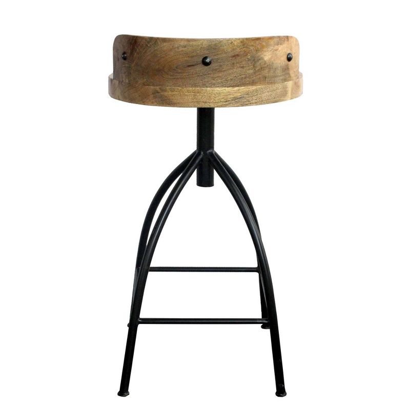 Industrial Style Adjustable Swivel Counter Height Barstool with Backrest Brown/Black - The Urban Port
