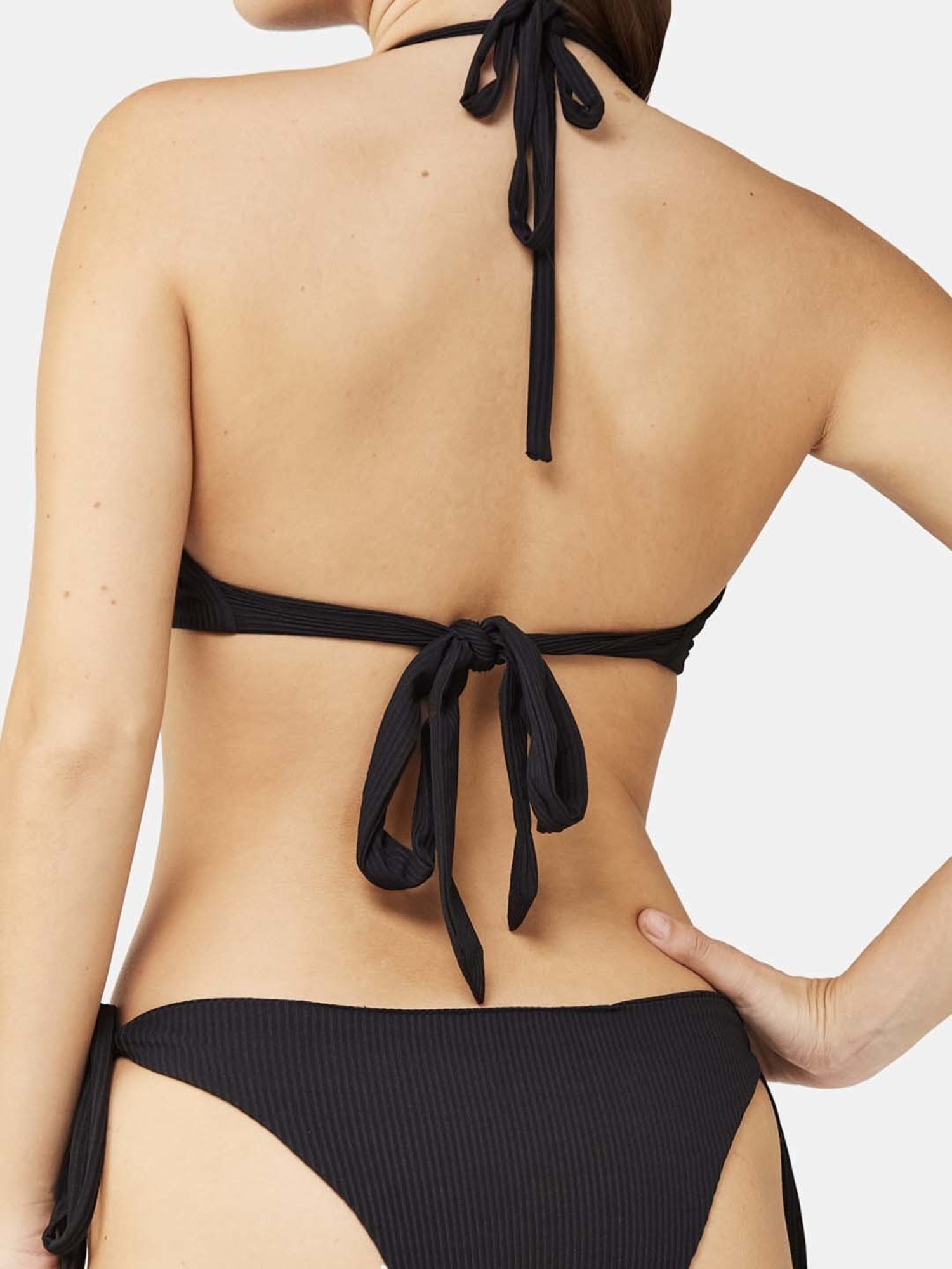 Secrets By ZeroKaata Black & Blue Plain Swimwear Bra Panty Set - Pack Of 2