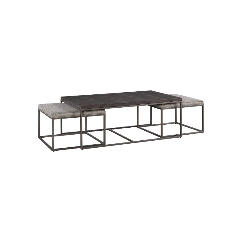 Cocktail Table with Nesting Ottomans Charcoal Gray - Lane Home Furnishings