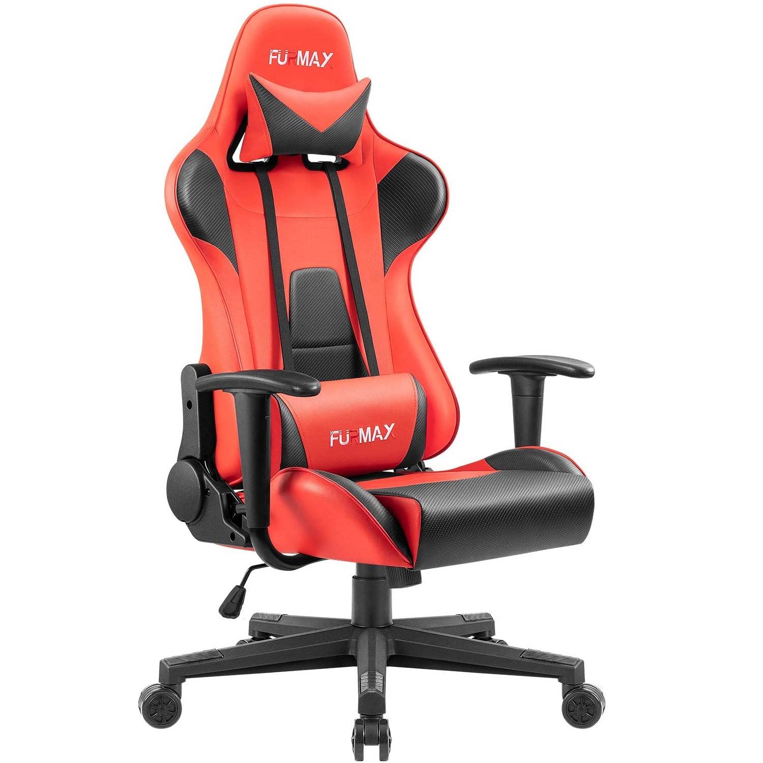 Furmax Gaming Office Chair Ergonomic High-Back Racing Style Adjustable Height Executive Computer Chair, PU Leather Swivel Desk Chair (Black/Grey)