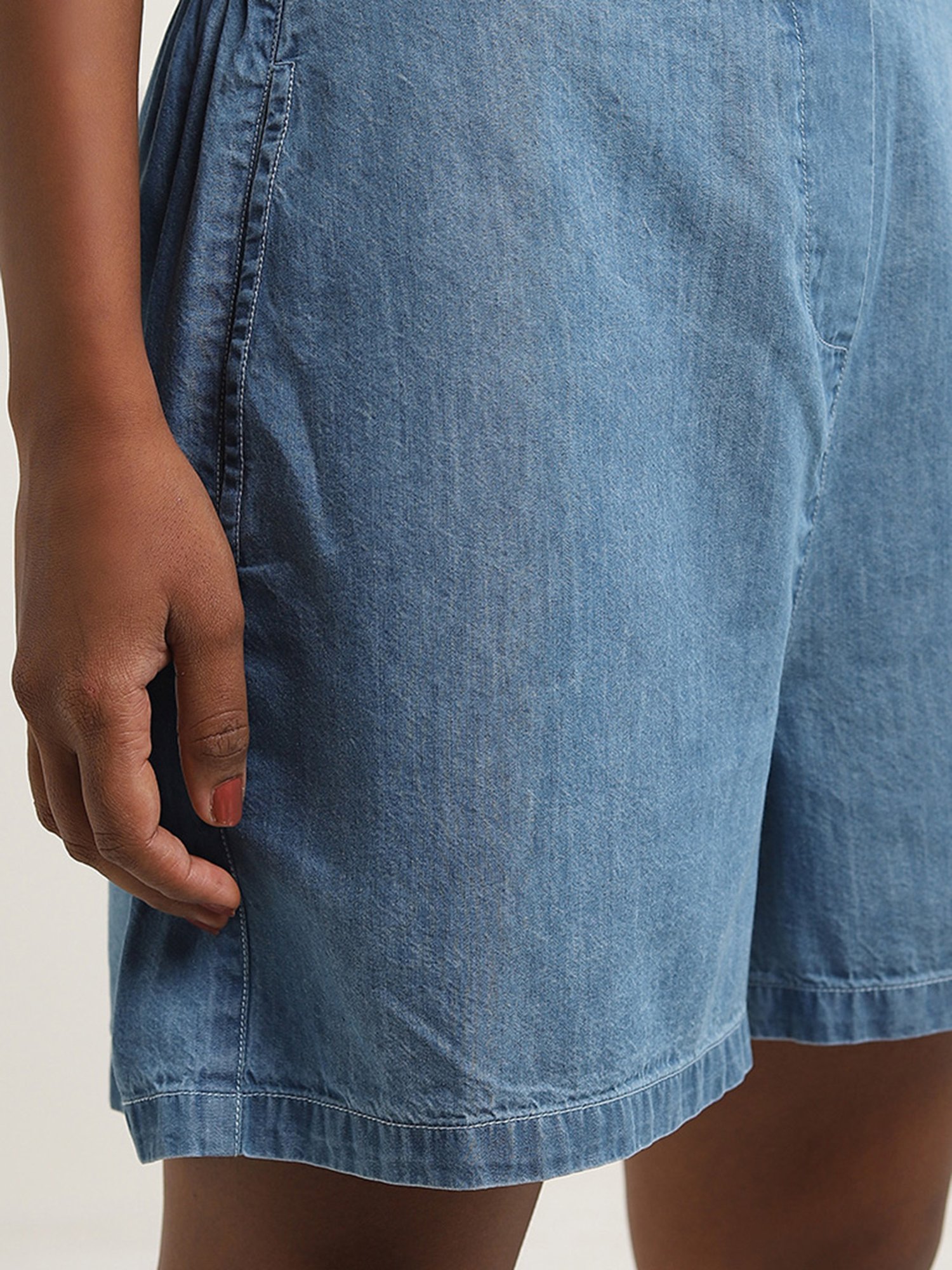 Bombay Paisley by Westside Blue Mid-Rise Denim Shorts