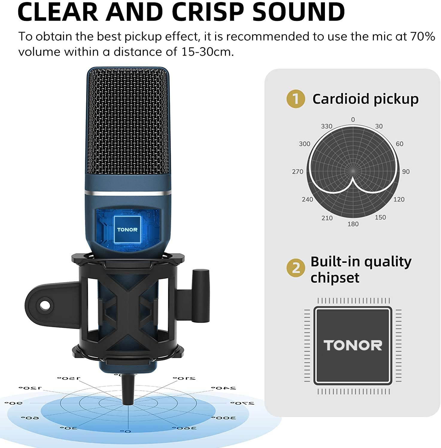 USB Microphone, Computer Condenser PC Gaming Mic with Tripod Stand & Pop Filter for Streaming, Podcasting, Vocal Recording, Compatible with Laptop Desktop Windows Computer