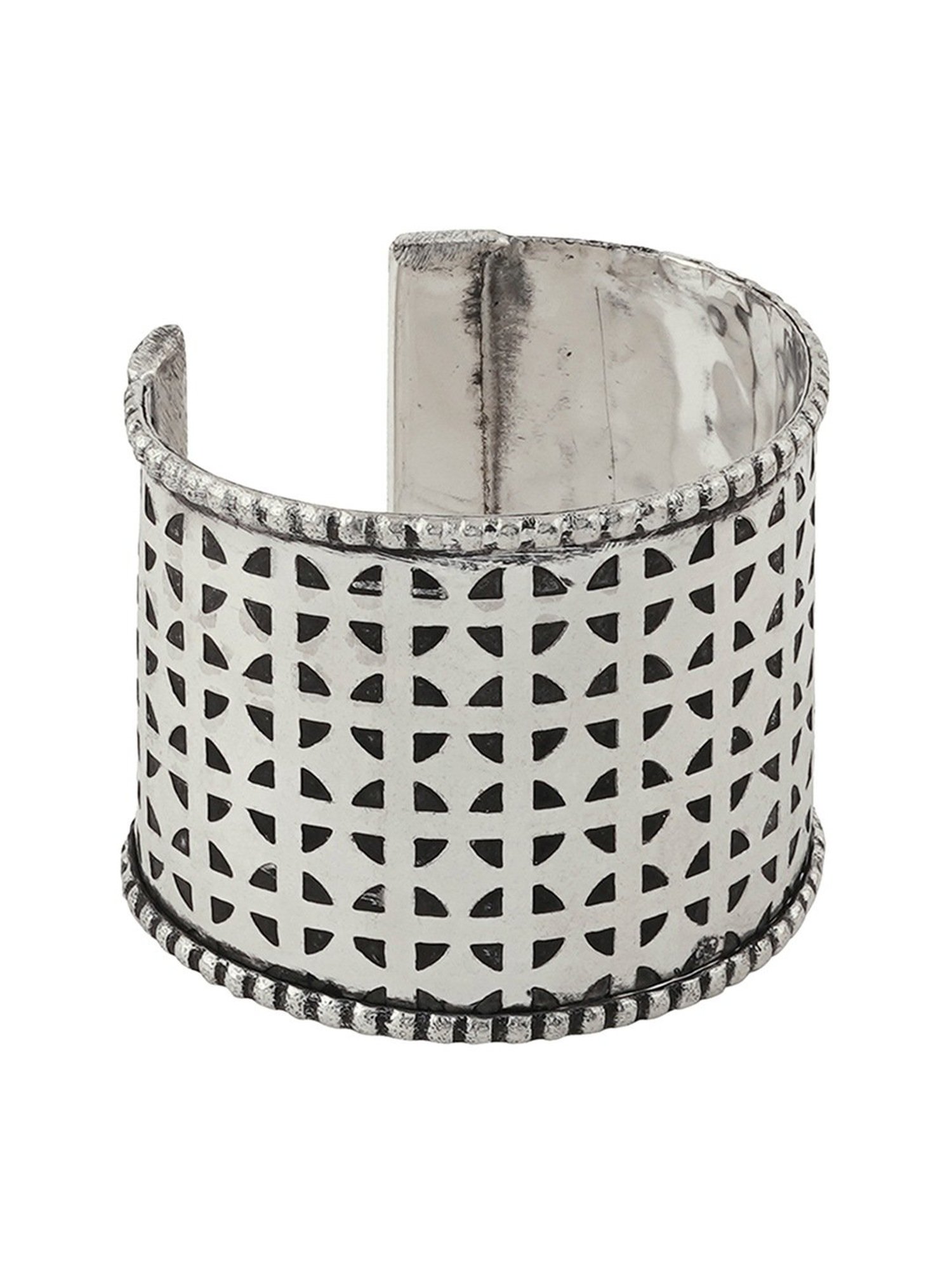 Teejh Fizah Silver Oxidized Cuffs Bracelet