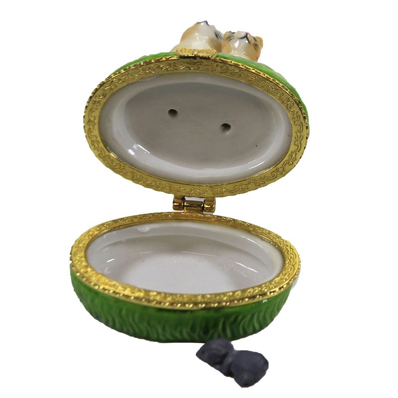 Hinged Trinket Box 3.0" Two Cats Hinged Box Kitty Feline  -  Decorative Figurines