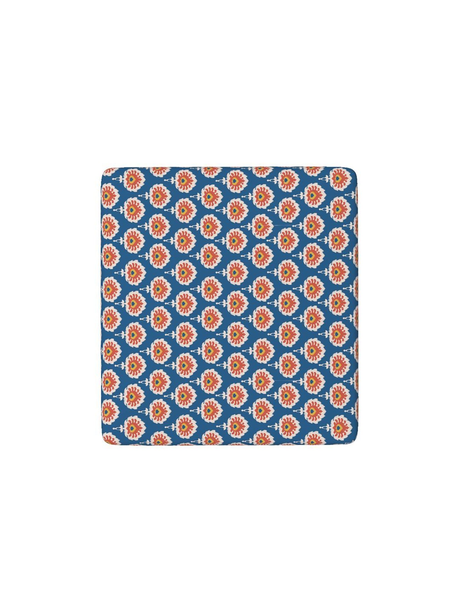 Chumbak Ikat Blue & Pink Mango Wood Modern Trunk Storage Ottoman