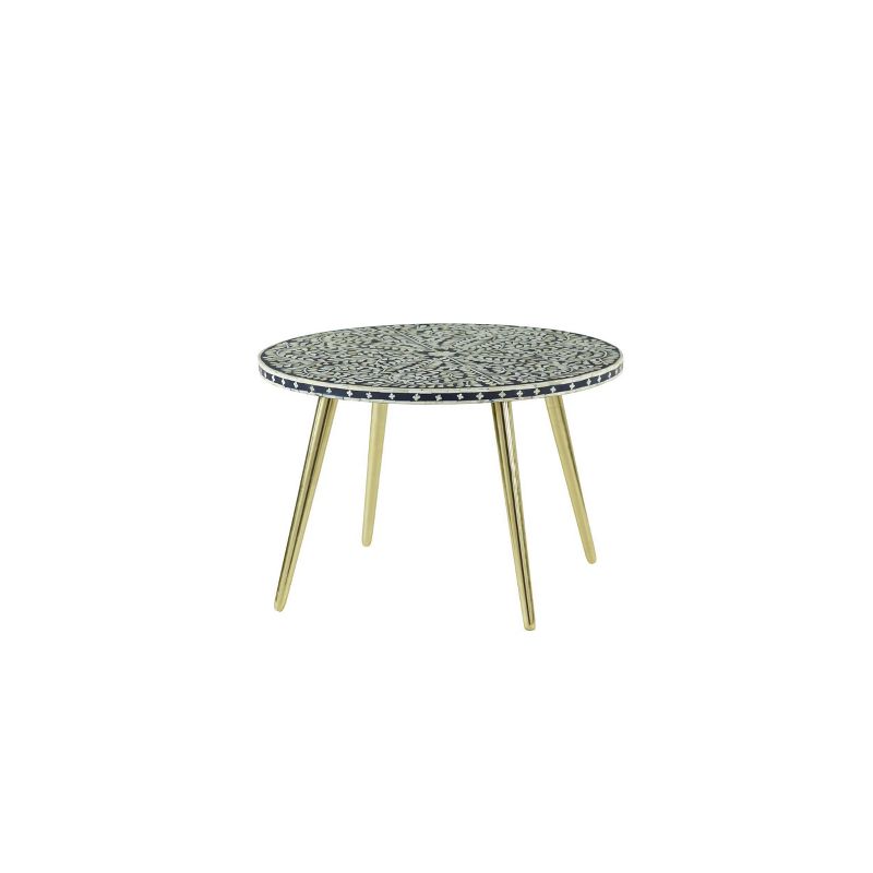 Wood Coffee Table, Round Shell Black and Gold - Olivia & May