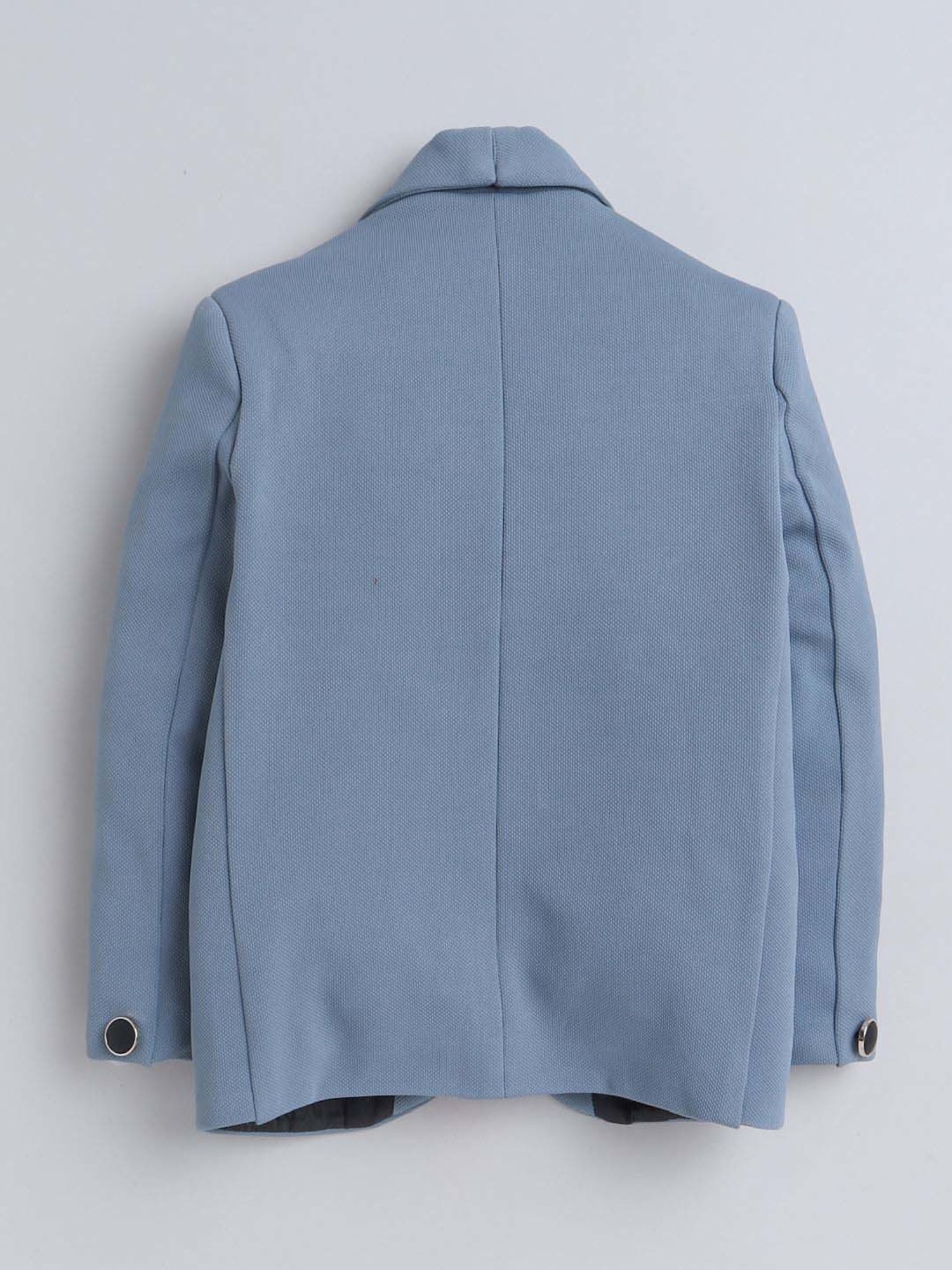Fourfolds Boys Skyblue Solid Full Sleeves Blazer
