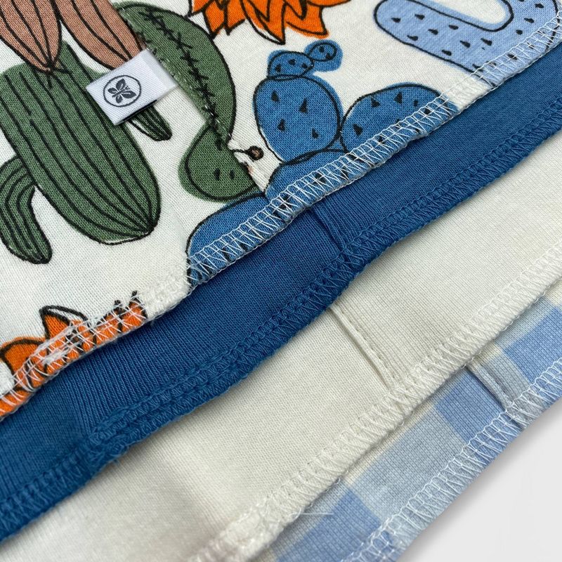 Honest Baby Boys' 4pk Organic Cotton Cactus Print Multilayer Woven Burp Cloth Set - Blue