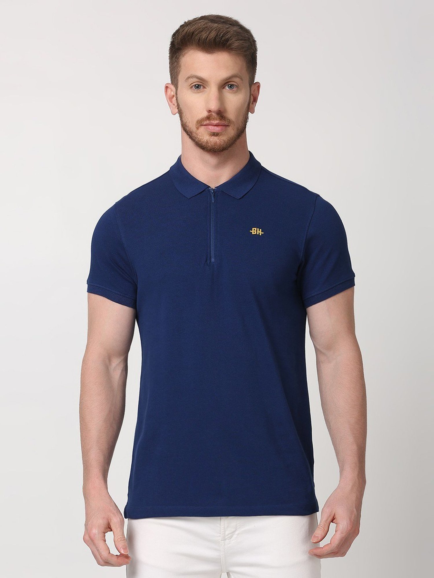 Being Human Dark Blue Regular Fit Polo T-Shirt