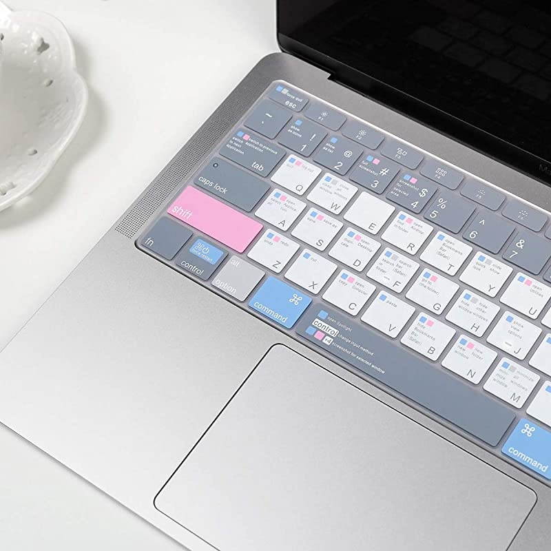 Premium Shortcut Keyboard Cover Skin with MAC OS Hot Keys for MacBook Air 13 Inch 2019 2018 Release A1932 with Retina Display SoftTouch Mac OS X Keyboard Protective Skin