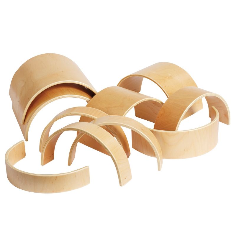 ECR4Kids Wood Tunnels and Arches Toy Set (10 Pieces) Creative STEM Building Kit