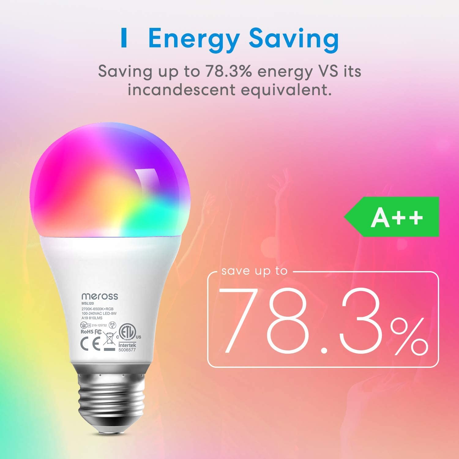 Smart Light Bulb, Smart WiFi LED Bulbs Works with Alexa, Google Home, Dimmable E26 Multicolor 2700K-6500K RGBWW, 810 Lumens 60W Equivalent, No Hub Required,2 Pack