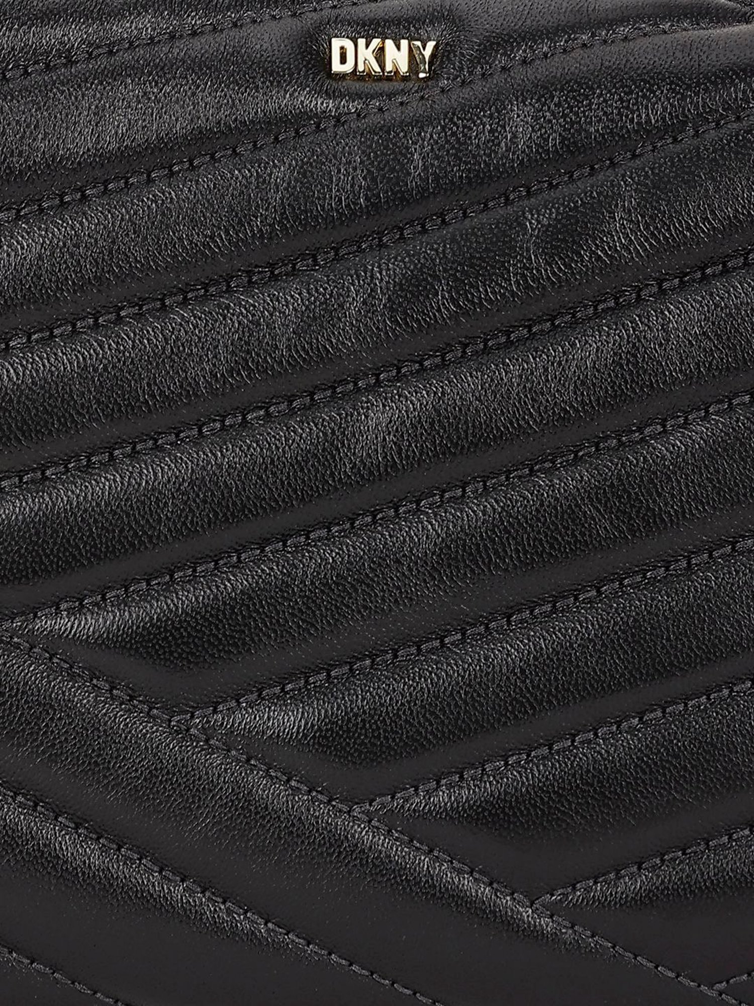 Dkny Black Leather Quilted Hobo Handbag