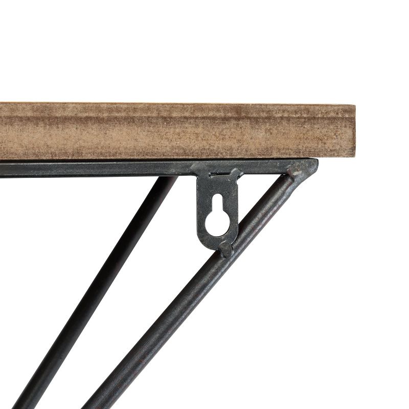 Wall Mount Floating Shelf with Diamond Shaped Iron Bracket Brown - Danya B.