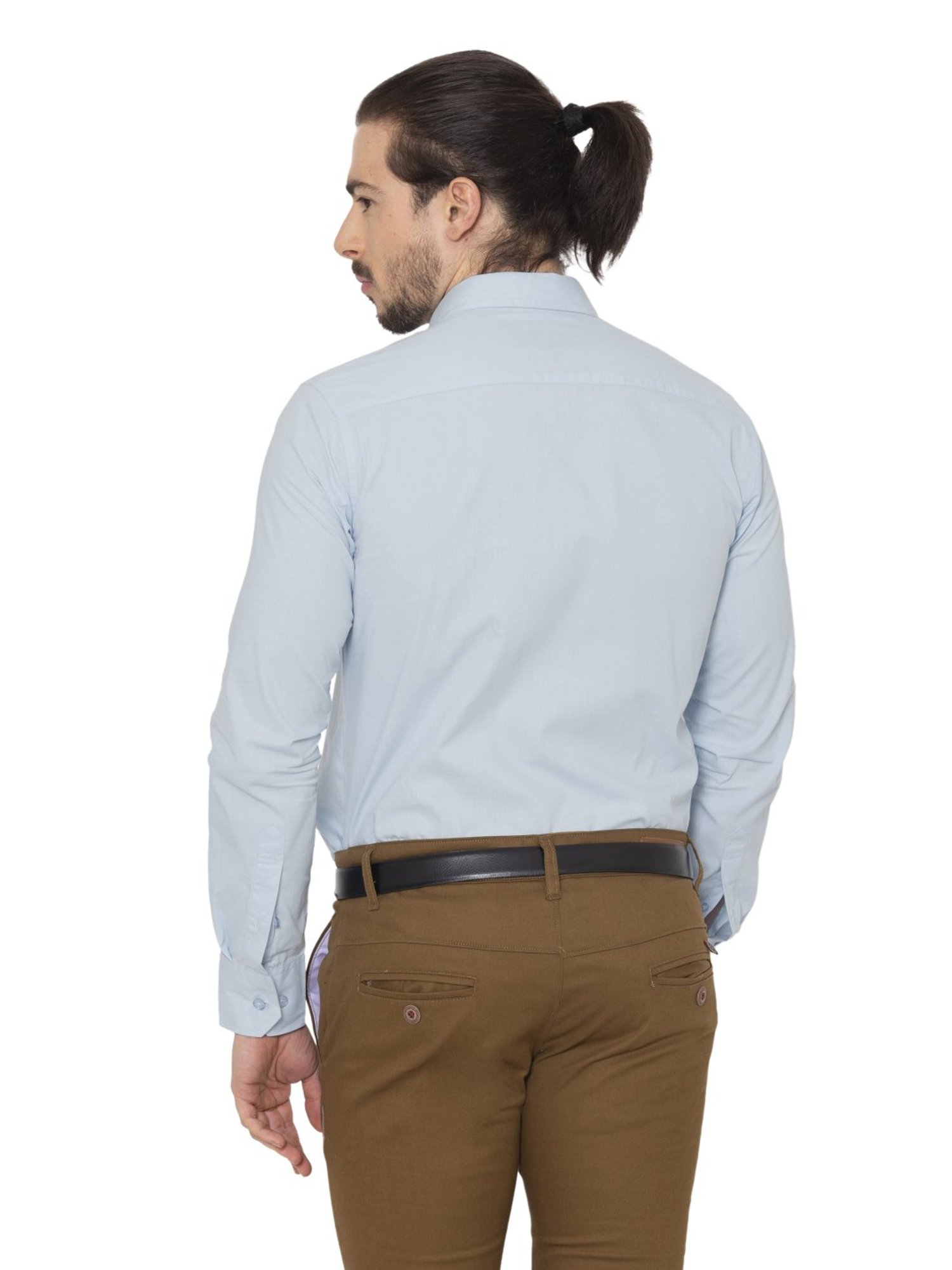 Allen Cooper Blue Cotton Regular Fit Shirts