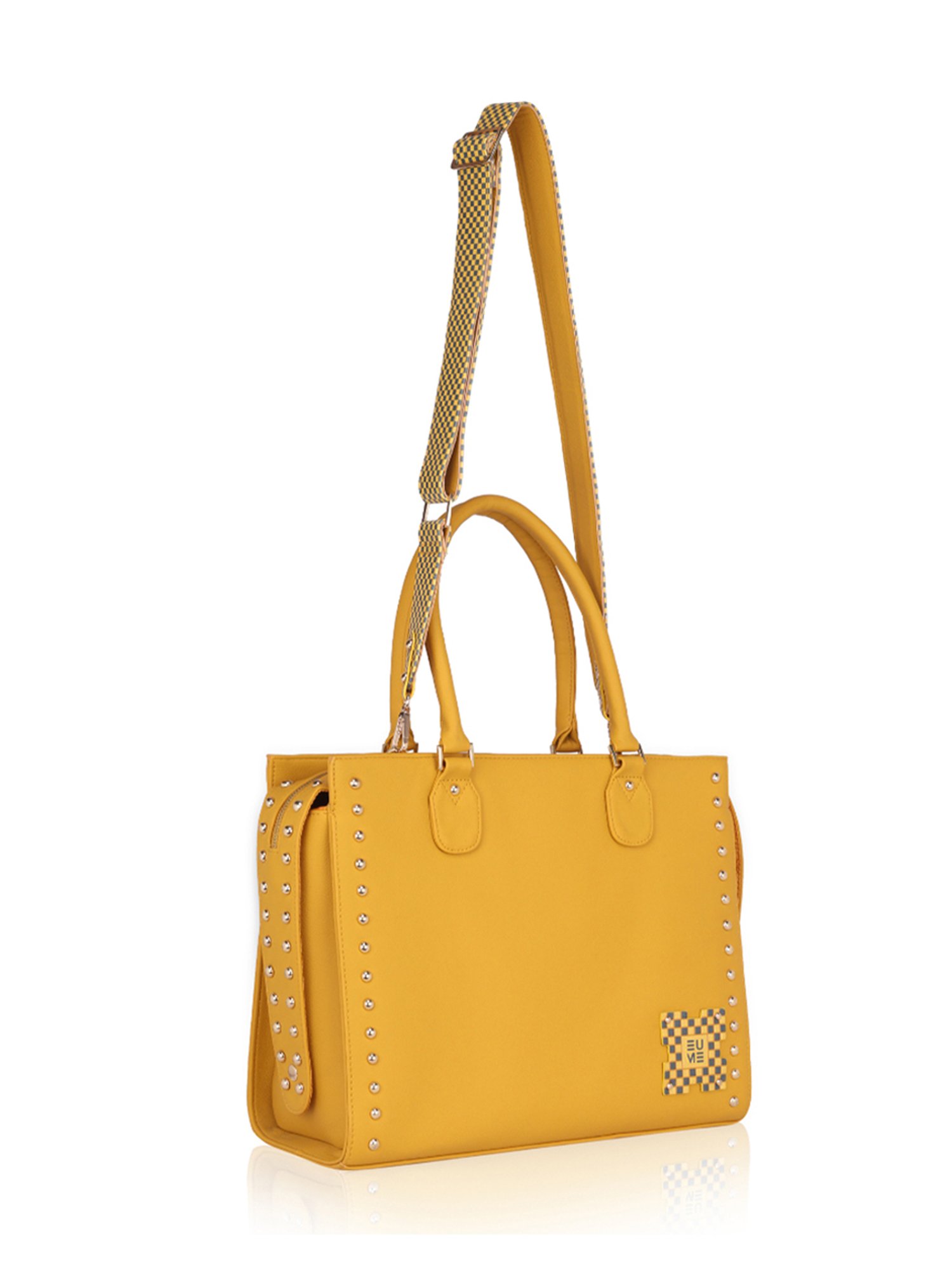 Eume Daffodil Yellow Leather Satchel Handbag