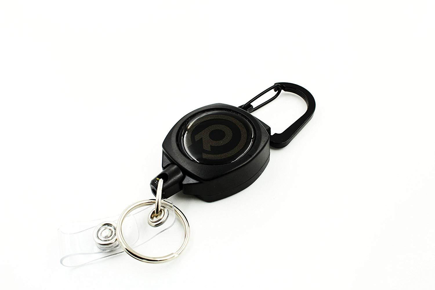 Rel Amigo Heavy Duty Retractable ID Badge Holder and Key Reel with Kevlar Cord and Carabiner