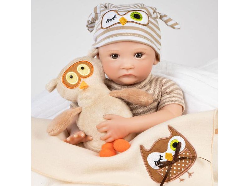 Paradise Galleries Hoot! Hoot! Baby Doll That Looks like a Real Baby, 16 inch Vinyl, Preemie Reborn Boy, Safety Tested for Age Kids 3+, 3-Piece Gift Set