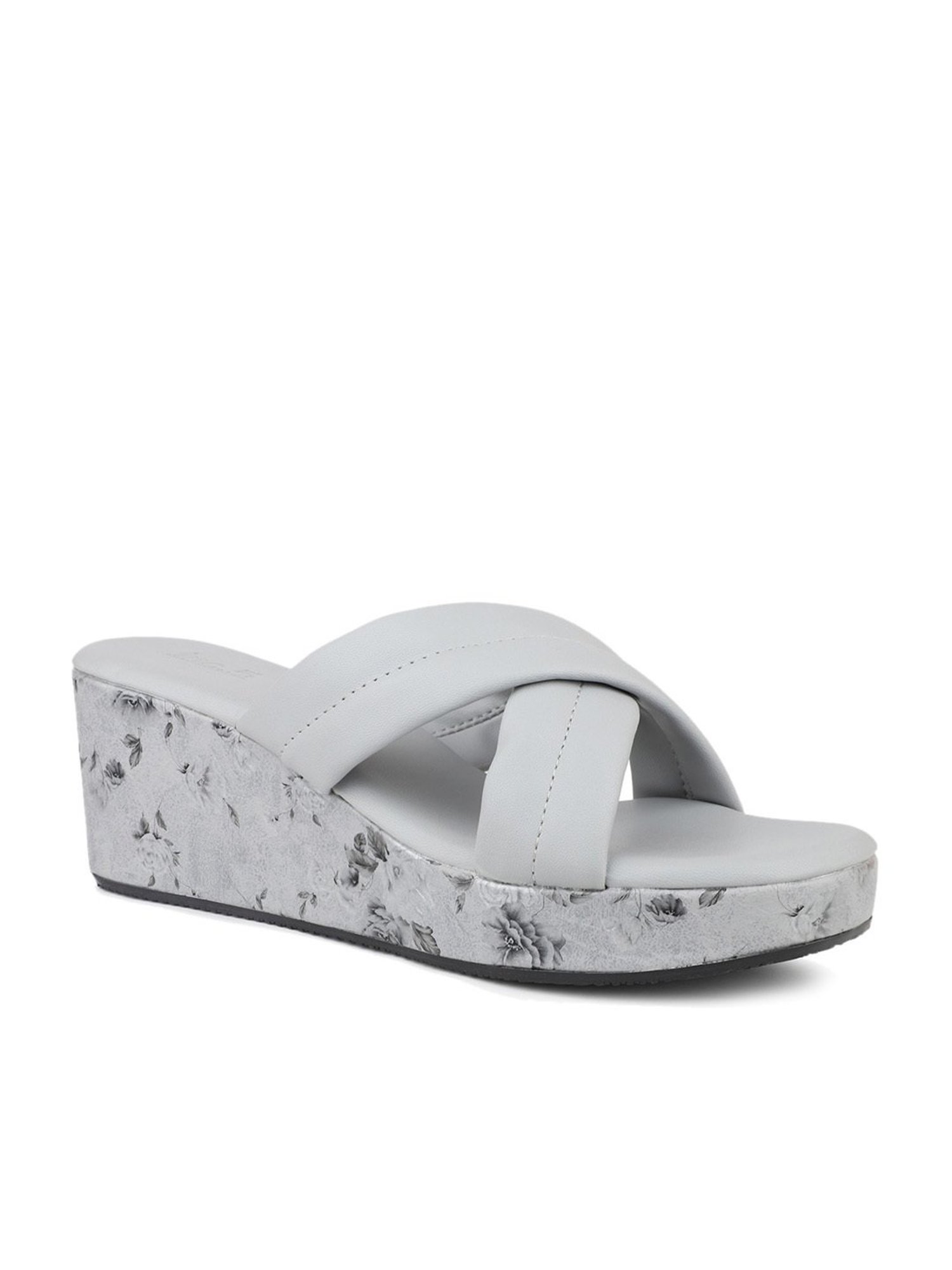 Inc.5 Women's Grey Cross Strap Wedges