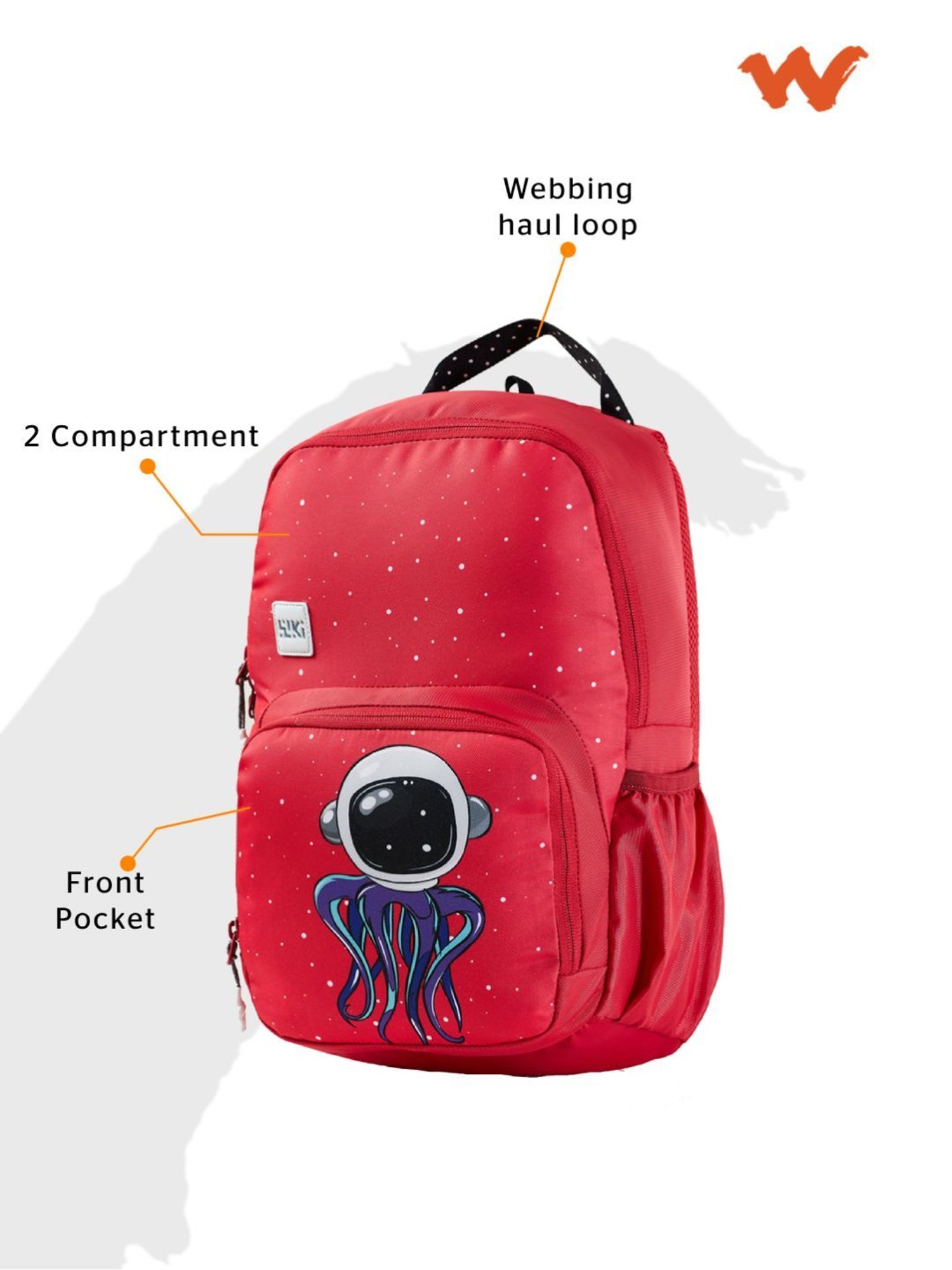 Wiki Back to School Champ 1 Red Polyester Printed Backpack - 11 Ltrs