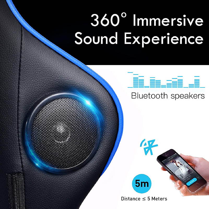 GTRACING Gaming Chair with Bluetooth Speakers Music Video Game Chair Audio Heavy Duty Computer Desk Chair GT890M-Blue