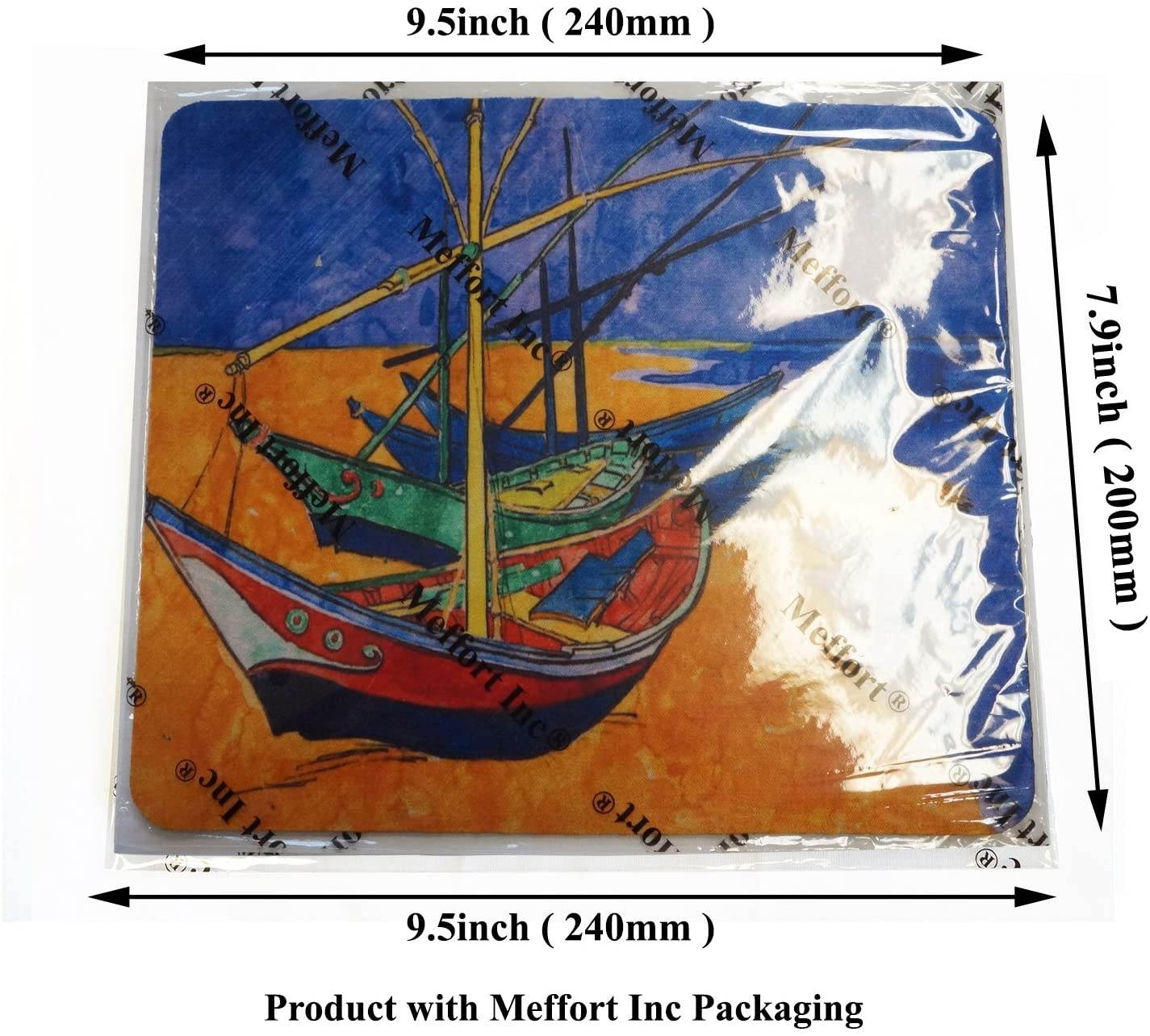Meffort Inc Standard 7.9 x 9.5 Inch Mouse Pad - Vincent Van Gogh Fishing Boats on The Beach