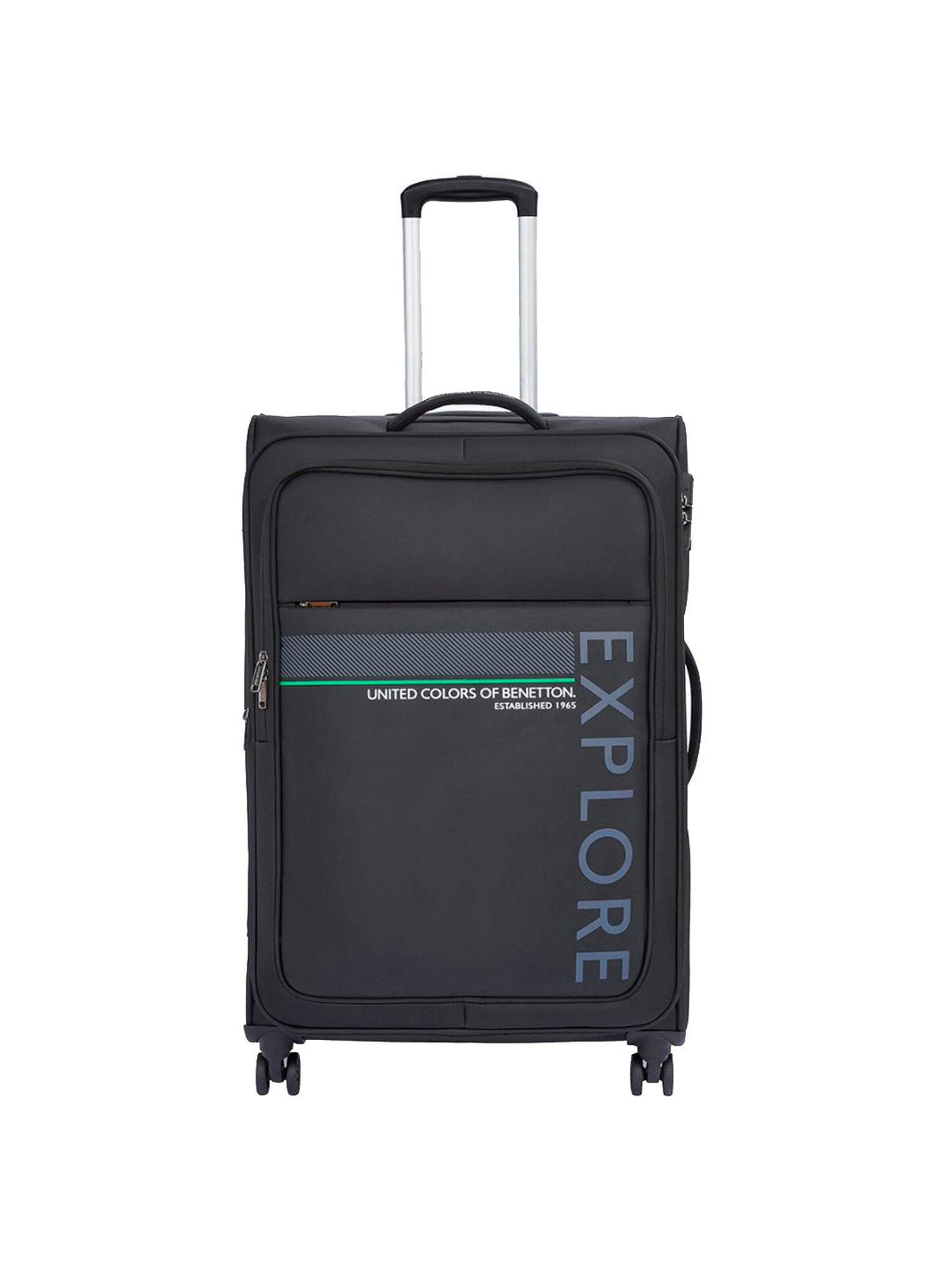 United Colors of Benetton Garret Black Printed Soft Large Trolley Bag -78 Cms