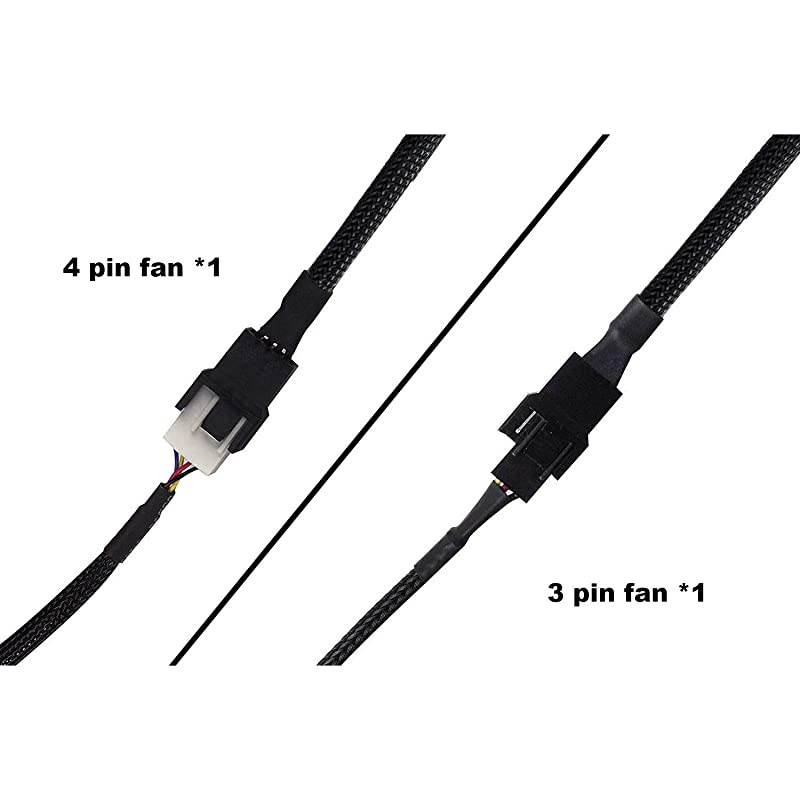 PWM Fan Splitter Cable 4 Pin Black Sleeved Case Fan Splitter Cable 1 to 2 Converter Braided Y Splitter Computer PC Fan Extension Power Cable 10.5 Inches (2 Pack)