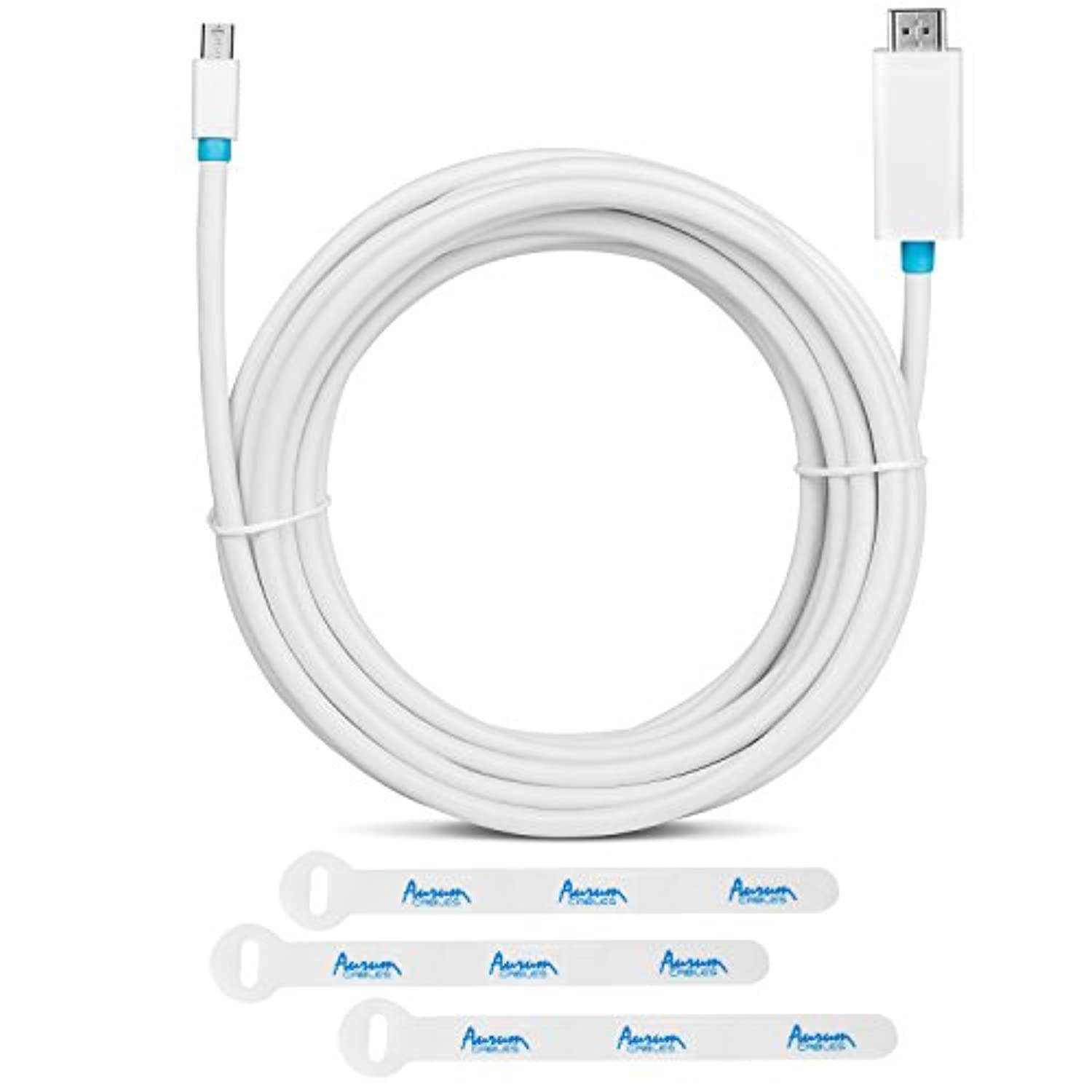 aurum cables mini displayport to hdmi cable with 3 piece cable ties - 15 feet
