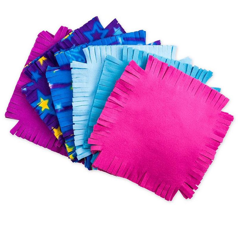 HearthSong - Fleece Starry Sky Knot-A-Quilt No-Sew Craft Kit for Kids, Includes Pre-Cut Fleece Squares and Instructions