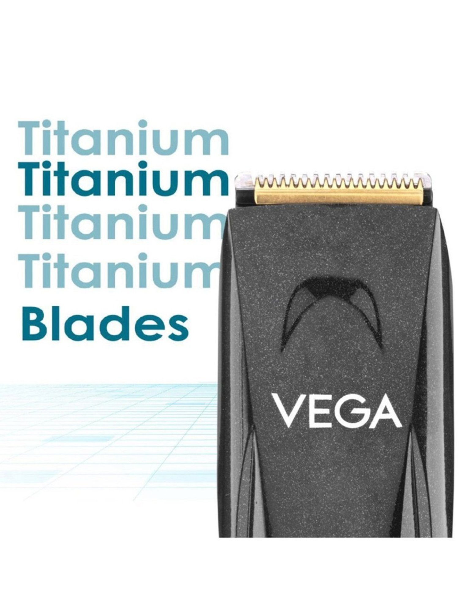 Vega P2 Beard Trimmer for Men with 160 Mins Runtime, Titanium Blades & 40 Length Settings (VHTH-26)