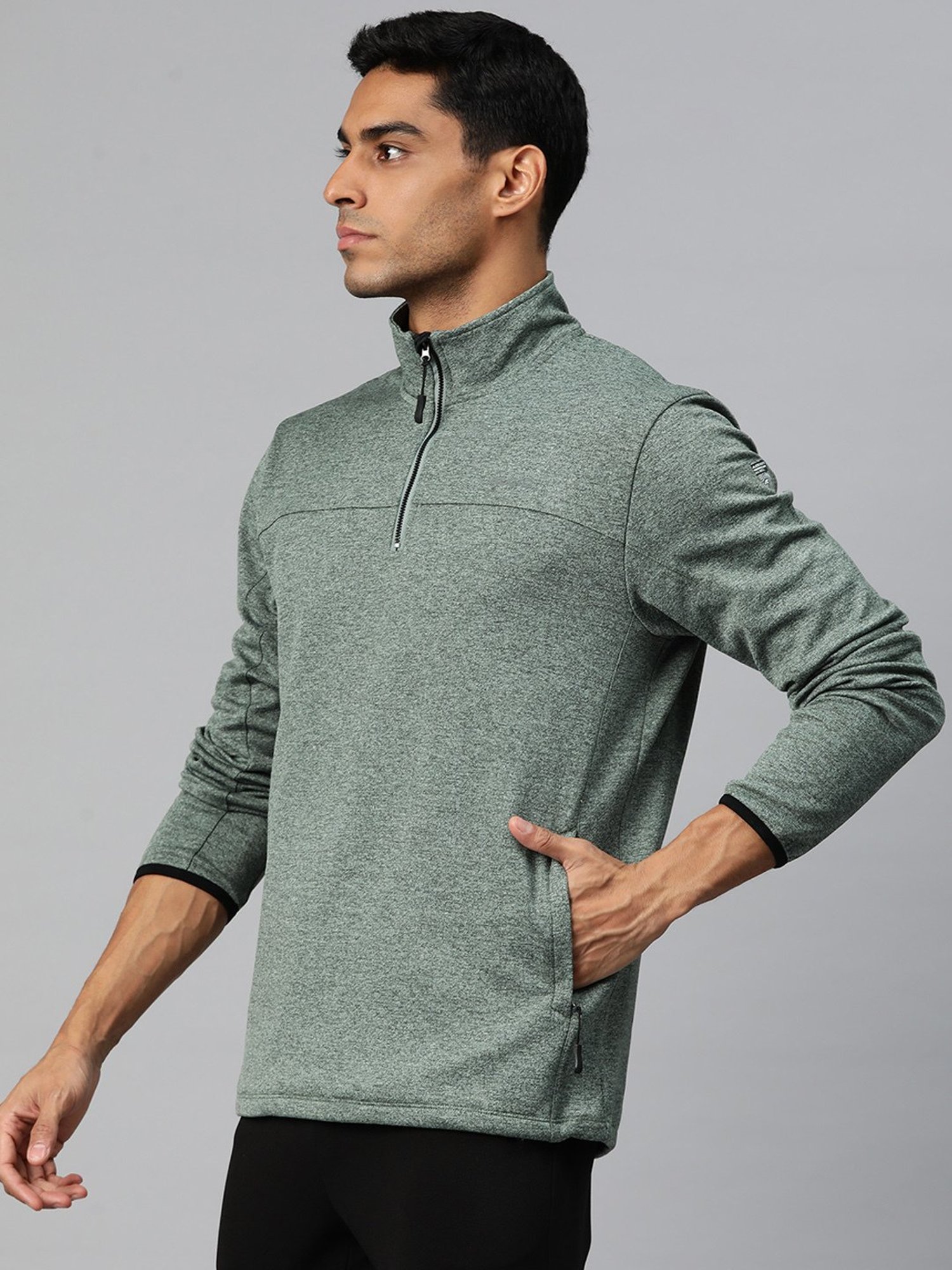 ALCIS Green Slim Fit Self Design Sweatshirt