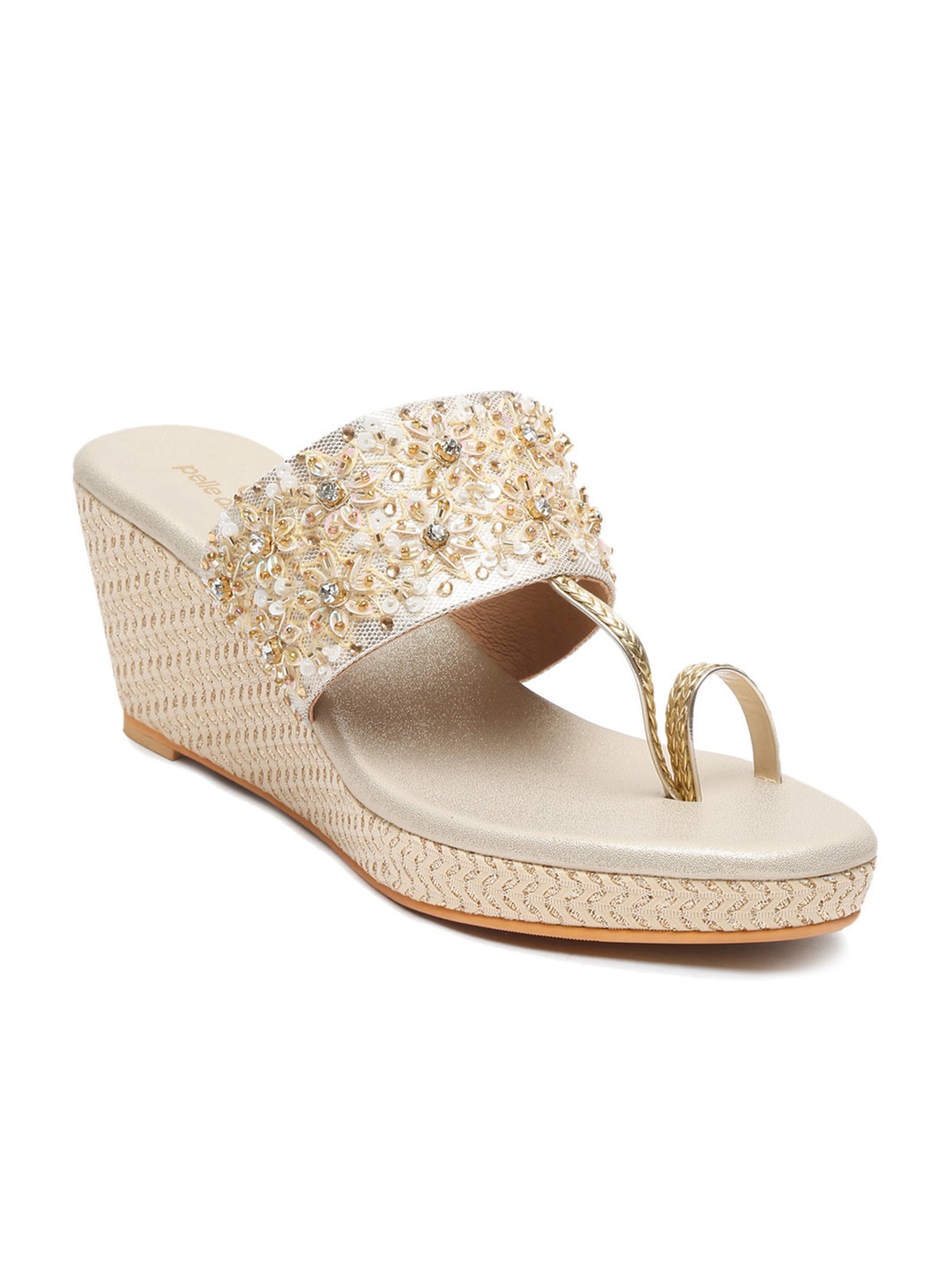 Pelle Albero Women's Gold Toe Ring Wedges