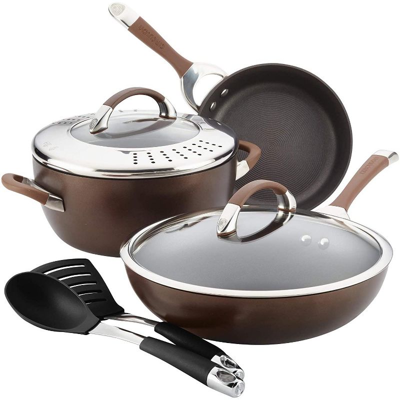 Circulon Symmetry Chocolate Hard Anodized Nonstick 8pc set, chocolate
