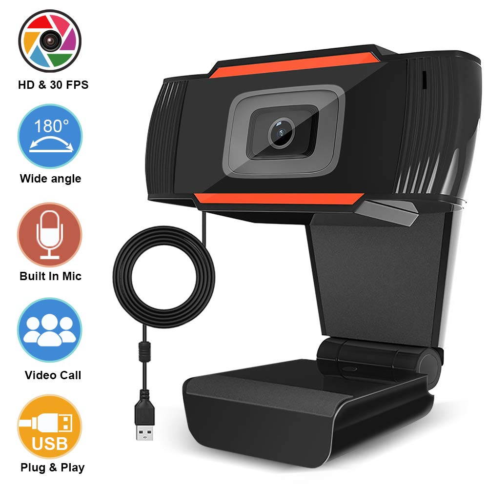 Ylife 1080P Full HD PC Webcam, USB Computer Web Camera with Built-in Microphone for PC Laptops Desktop and Gaming, Live Streaming Webcam for Video Calling (Orange)