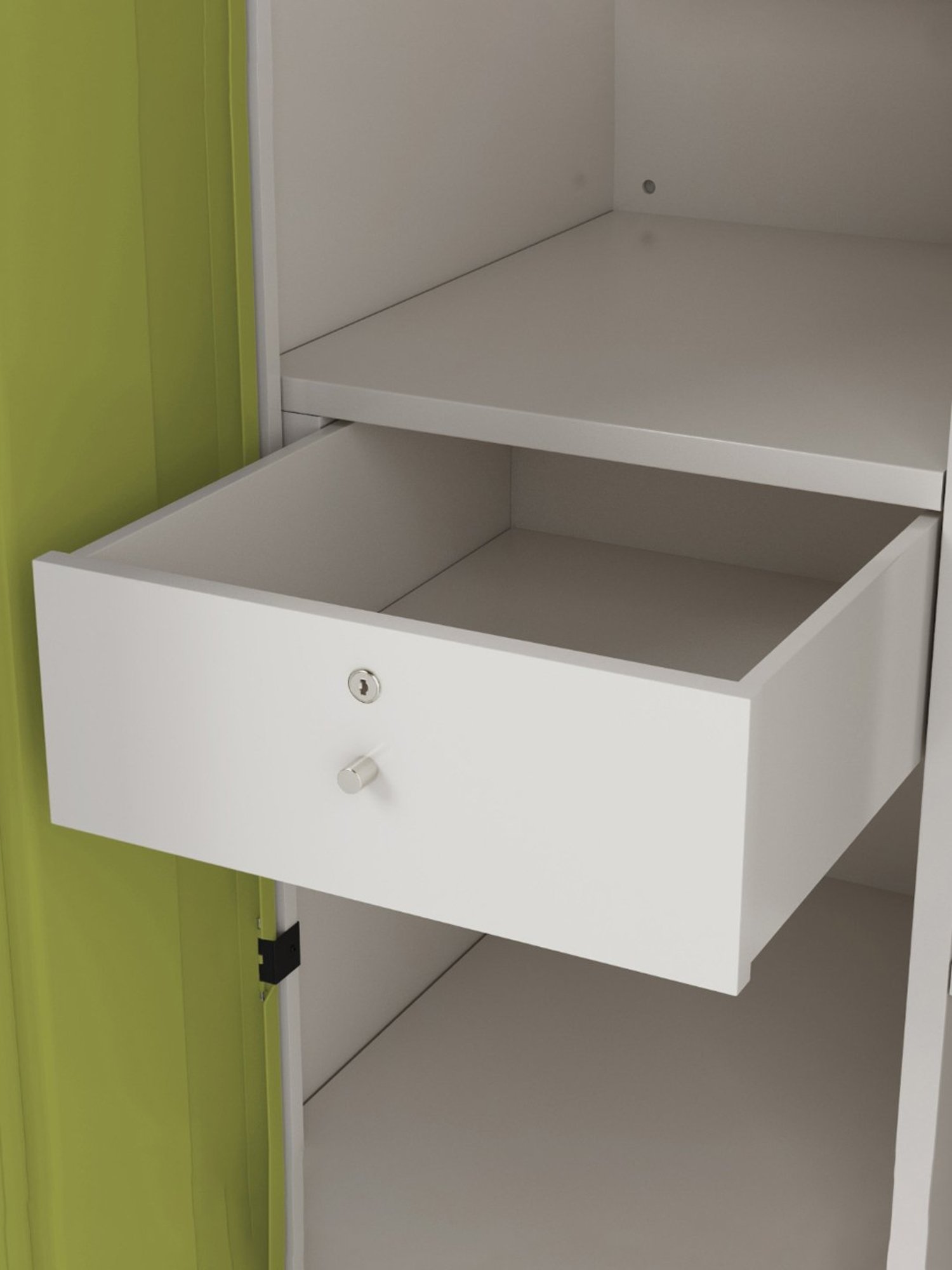 Godrej Interio Slimline 2-Door Steel Almirah, Tex Green Leaf (1-Year Warranty, 1 Locker, 1 Drawer)