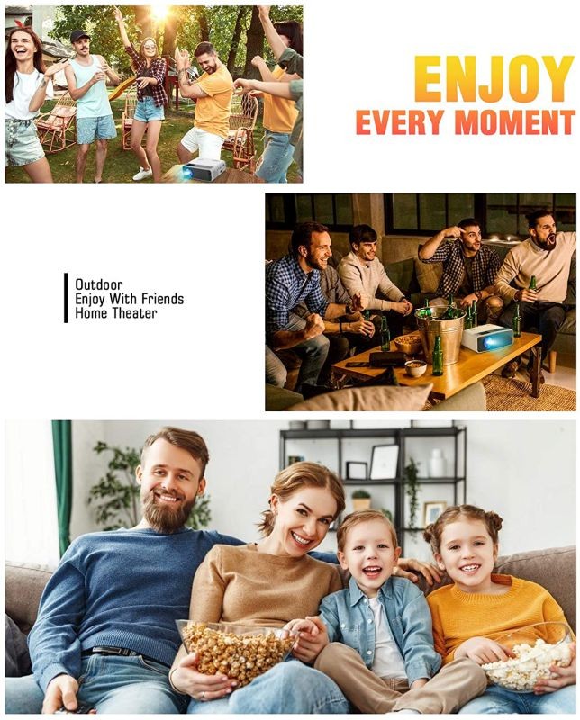 Mini Projector, CiBest Video Projector Outdoor Movie Projector 4500L, LED Portable Home Theater Projector 1080P and 200" Supported, Compatible with PS4, PC via HDMI, VGA, TF, AV and USB