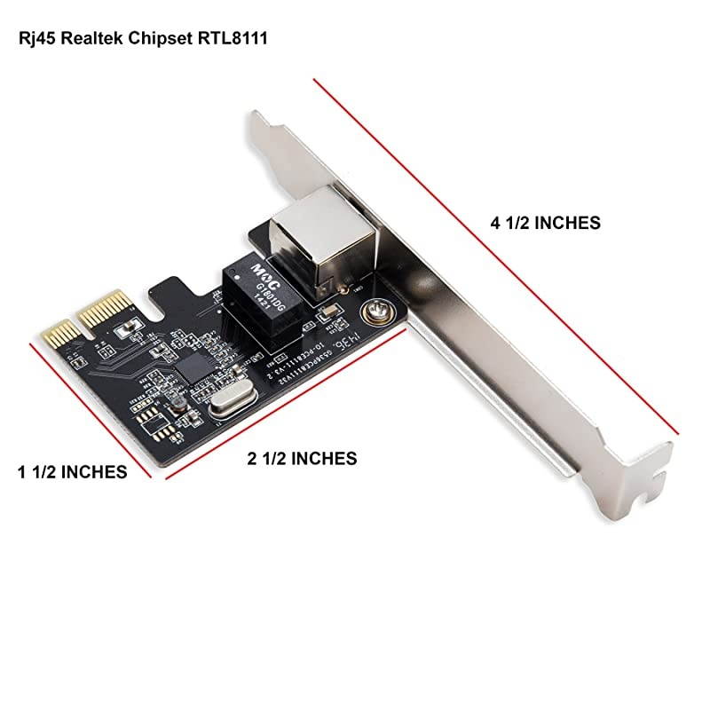 Crest Single Gigabit Ethernet PCI Express 21 PCIE x1 Network Adapter Card NIC 101001000 Mbps Card with Realtek RTL8111F Chipset