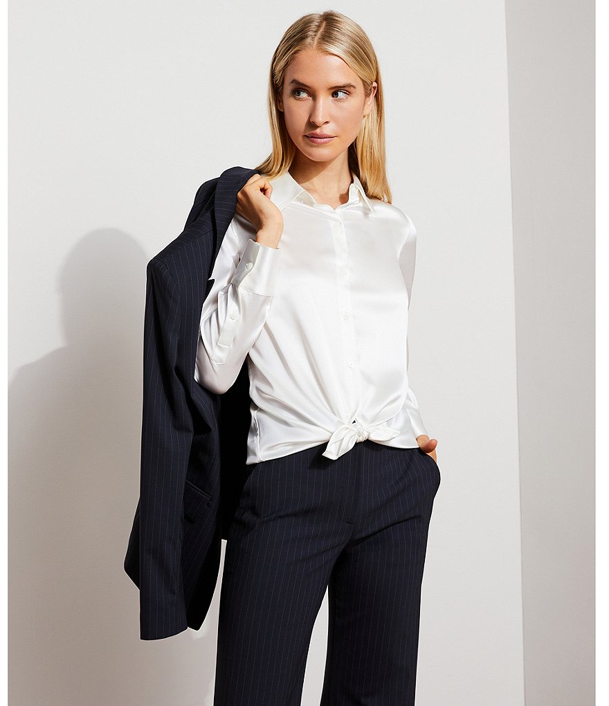 Antonio Melani Micah Long Sleeve Pinstripe Wool Blend Suiting Jacket