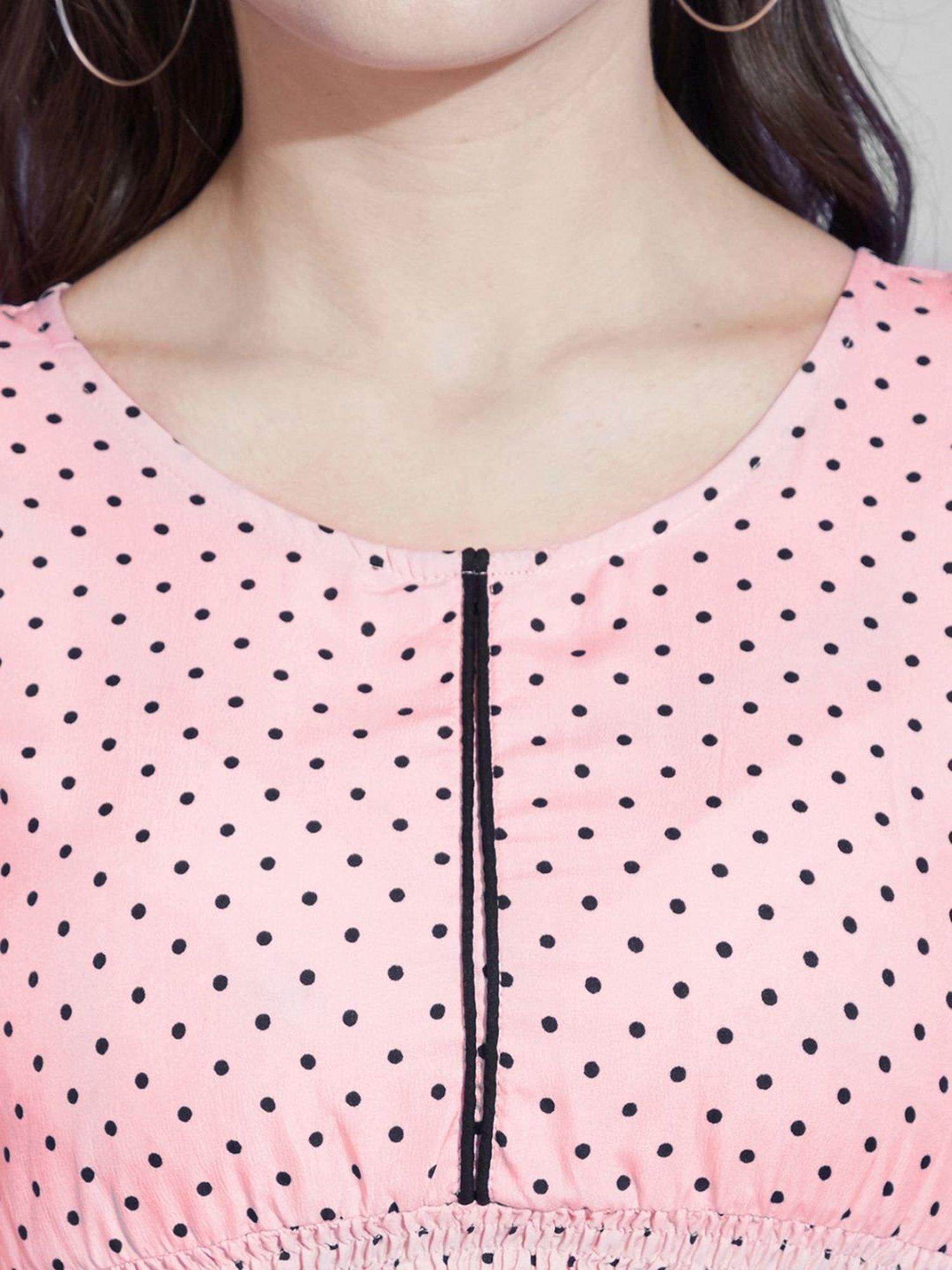 SELVIA Pink Polka Dots Top