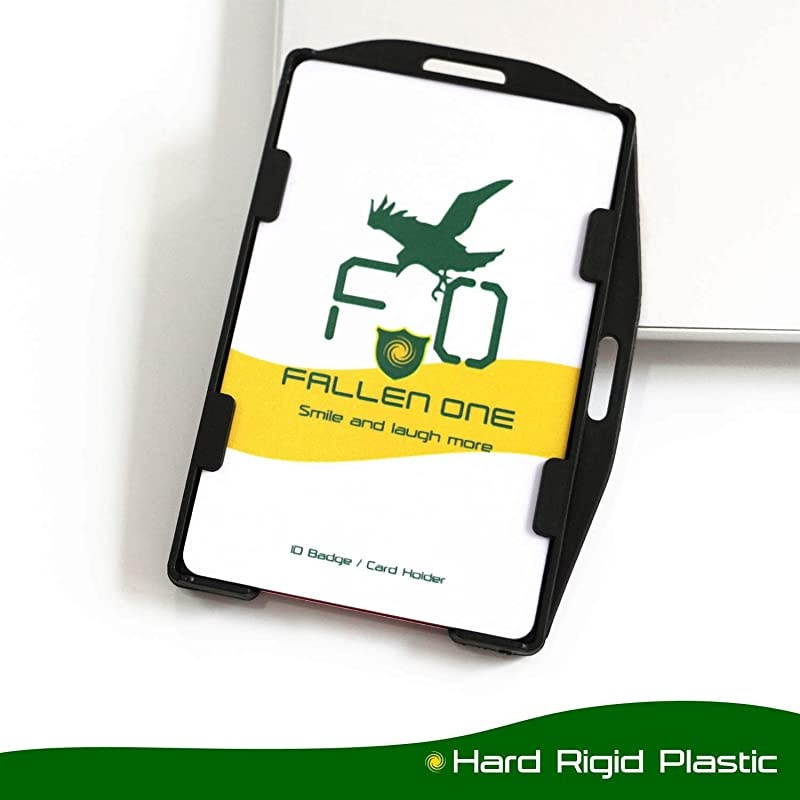 50 Pack Double Sided ID Badge Holders Hard Plastic Id Card Holder for Lanyard, Horizontal and Vertical Dual-Use, Hold 2 ID Cards
