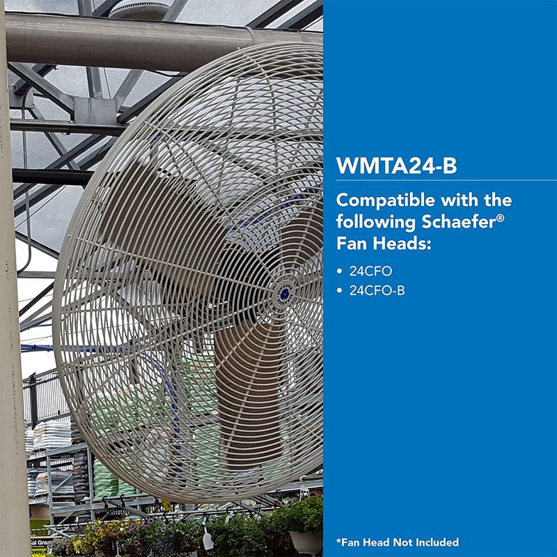 Hydrofarm PCTWMTA24 Schaefer Adjustable Heavy Duty Steel Wall or Column Mount for Scaefer Fan Heads up to 24 Inches in Diameter, Black