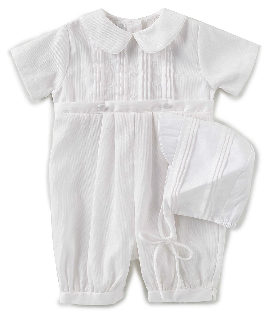 Edgehill Collection Baby Boys Newborn-9 Months Shirt & Cross Shortall Christening Set
