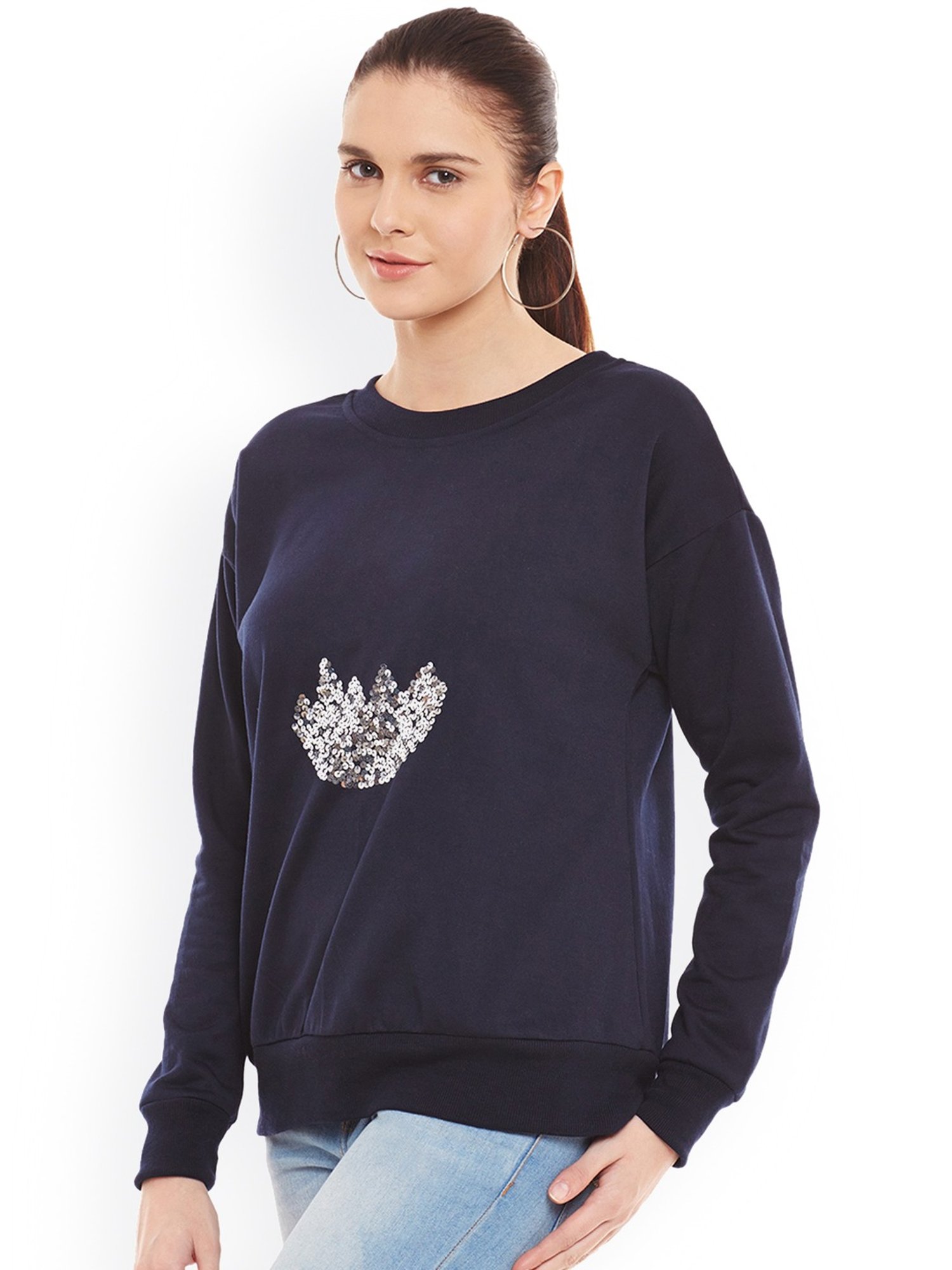 Belle Fille Navy Embellished Sweatshirt