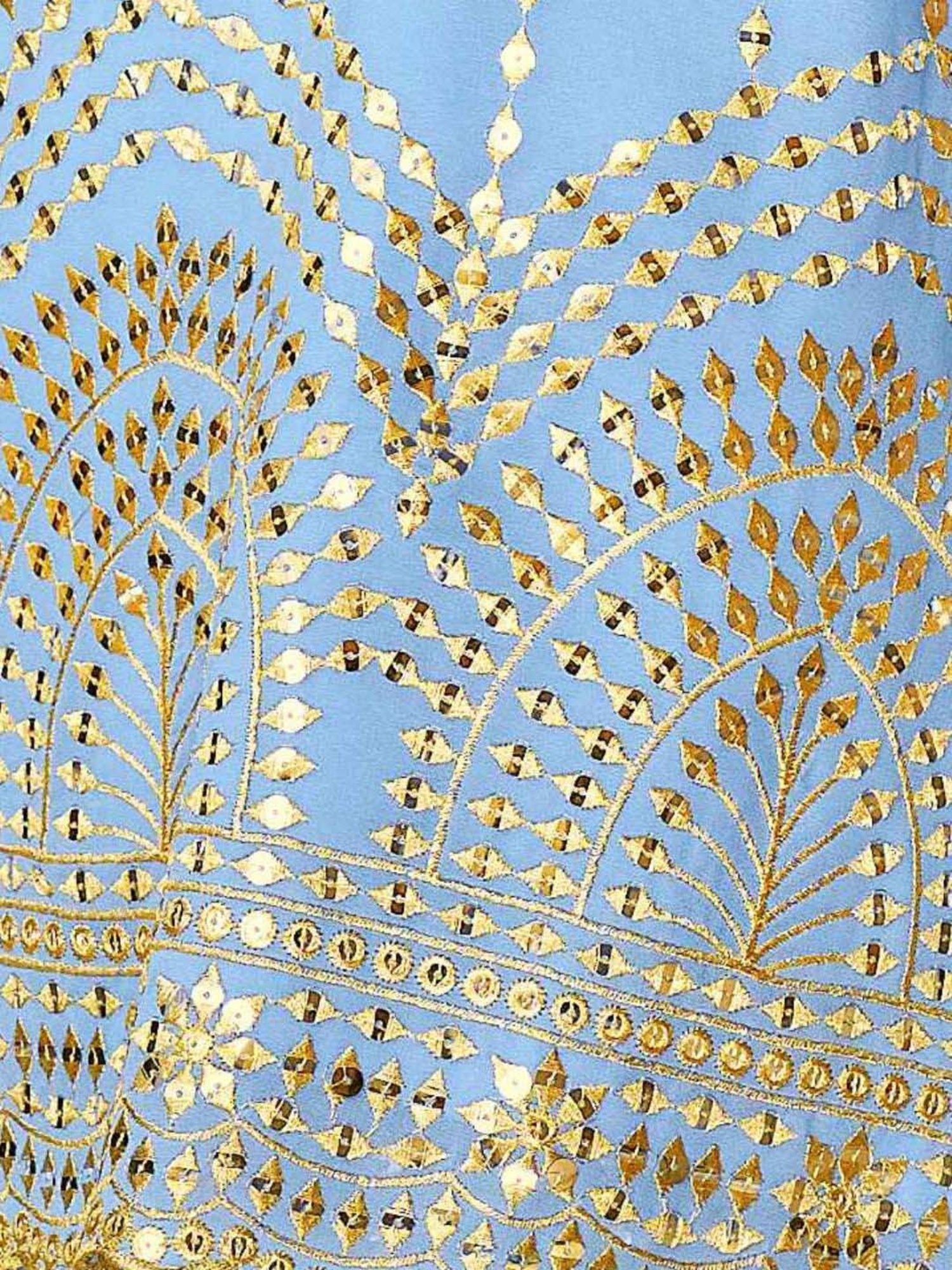 Odette Blue Embroidered Kurti Sharara Set With Dupatta