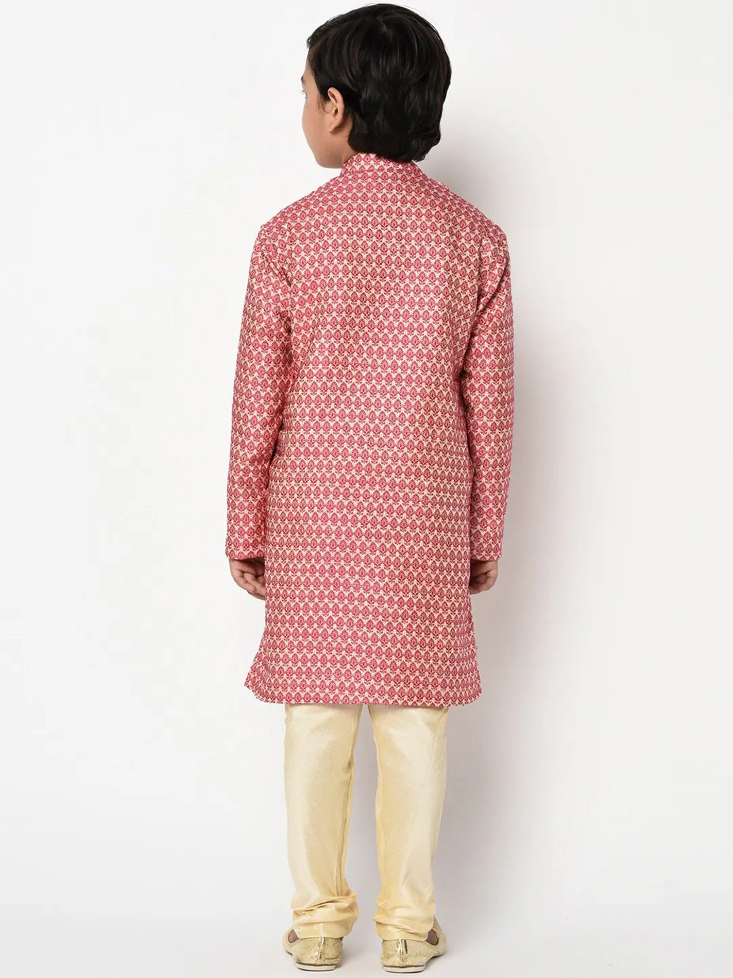 Deyann Kids Pink & Cream Embroidery Full Sleeves Kurta with Pyjamas